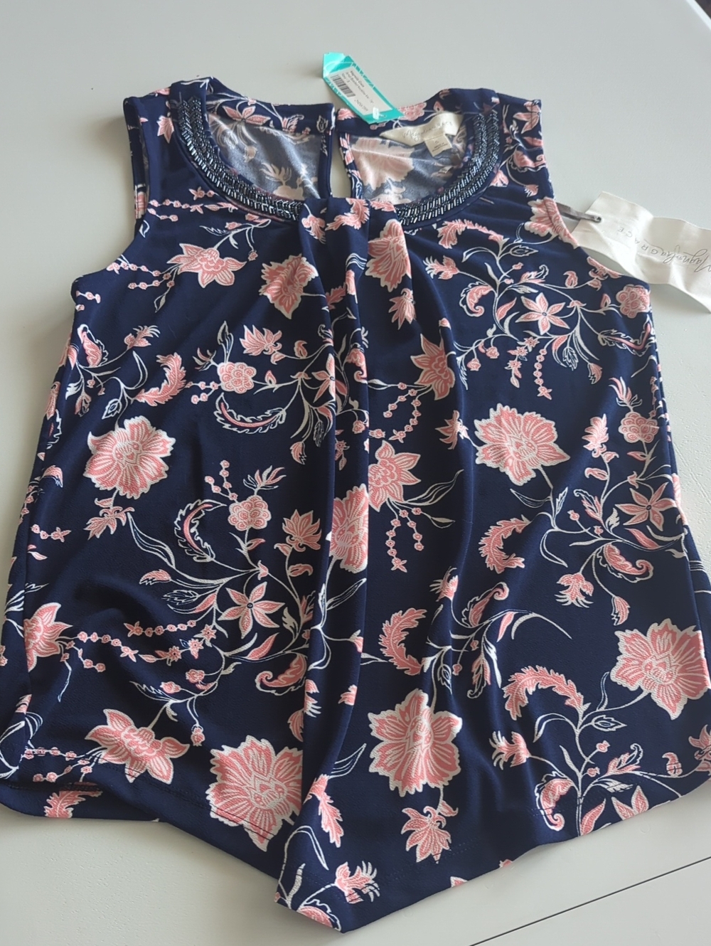 Magnolia Grace Navy Camisole with Pink Floral Print